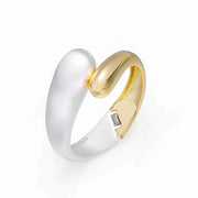 Hinged Cuff Bracelet - Double Color Spliced Open Spring Bracelet, Gold Water Drop Charm Bangle, Minimalist Two Headed Cuff Bracelet, Elegant Wide Opened Jewelry 1 1 A  