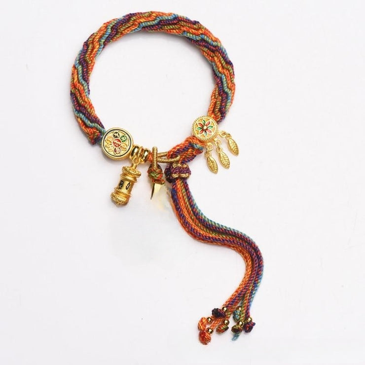 Buddha Stones Tibetan Om Mani Padme Hum Dreamcatcher Luck Colorful Reincarnation Knot String Bracelet loveyourmom Love Your Mom B  