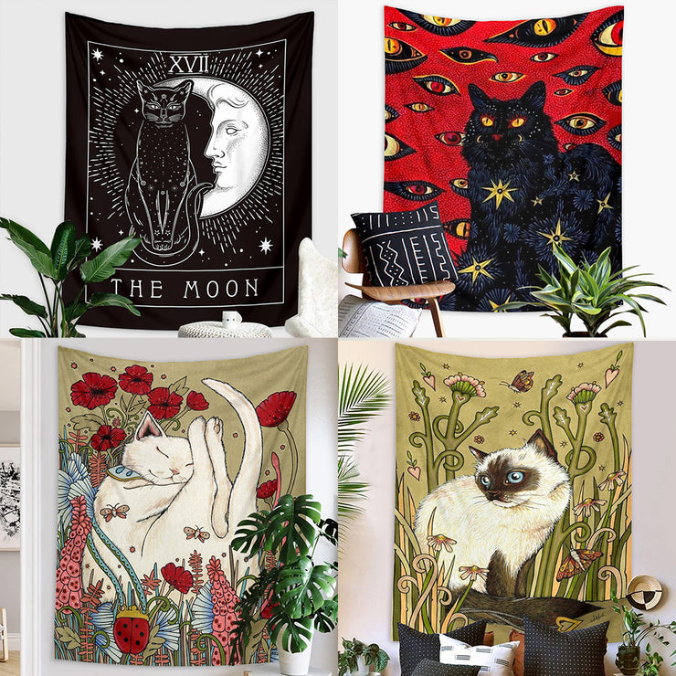 Enchanting Red Cat Tapestry | Psychedelic Hippie Starry Night | Fantasy Kitten Nebula Galaxy Art | Milky Way Space Wall Hanging | Unique Home Decor loveyourmom Love Your Mom   