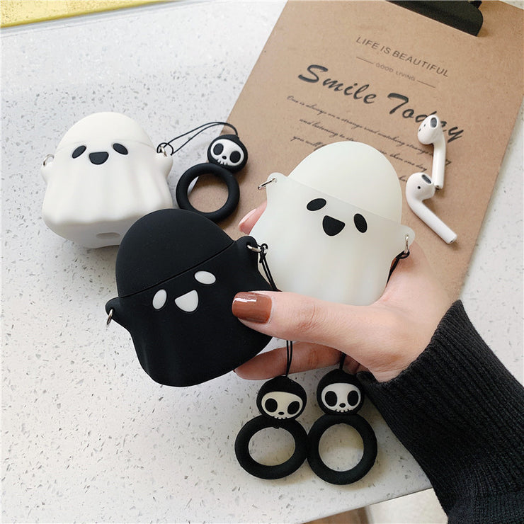 Cool 3D Ghost Halloween AirPods Cover Case + hanging ring, Halloween AirPods Gift Geek 1 1   