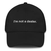 I'm not a dealer Hat, Funny Rave Techno Festival Hat - Dj, Raver, Bartender Gifts.  Love Your Mom  Black  