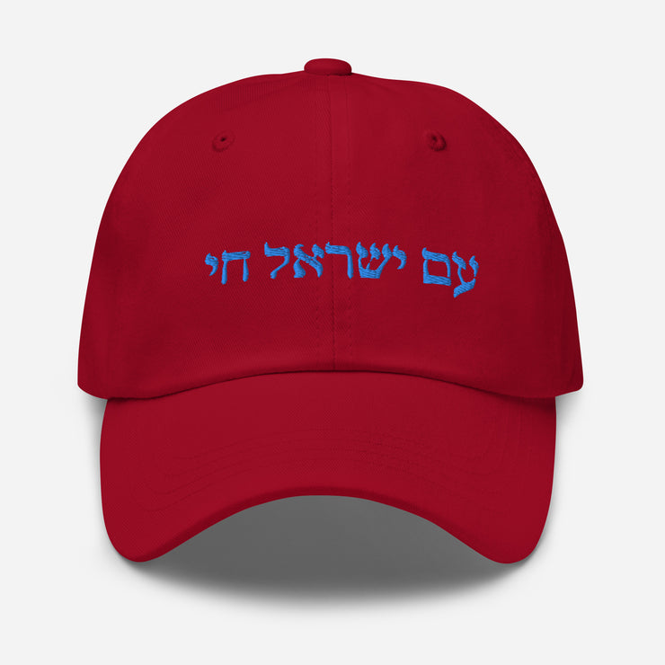 Am Yisrael Chai Unisex Dad hat, I Support Israel Cap Hat, Hebrew Quote, Jewish Pride, Jewish hat Gift, The people of Israel live  Love Your Mom Cranberry  