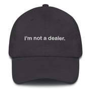 I'm not a dealer Hat, Funny Rave Techno Festival Hat - Dj, Raver, Bartender Gifts.  Love Your Mom  Dark Grey  