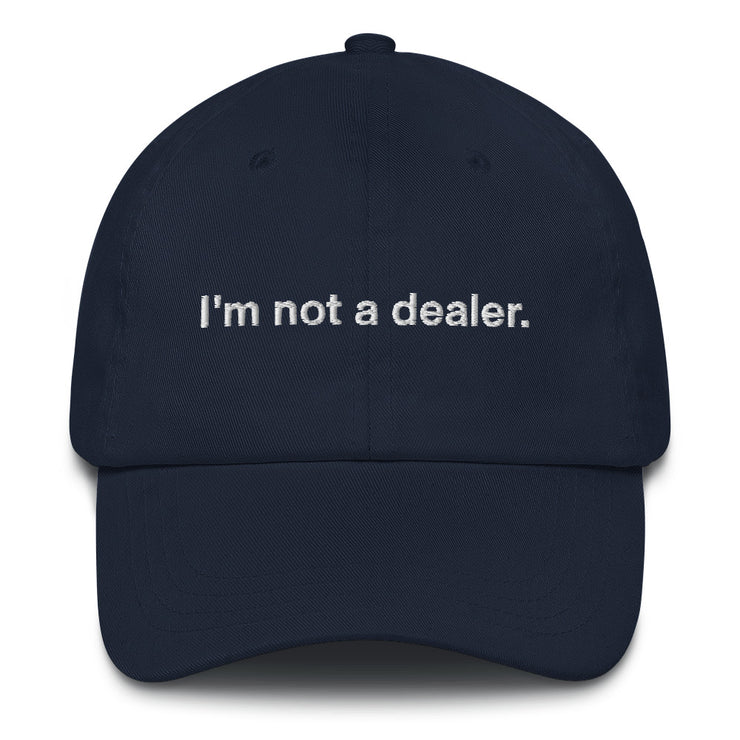 I'm not a dealer Hat, Funny Rave Techno Festival Hat - Dj, Raver, Bartender Gifts.  Love Your Mom  Navy  