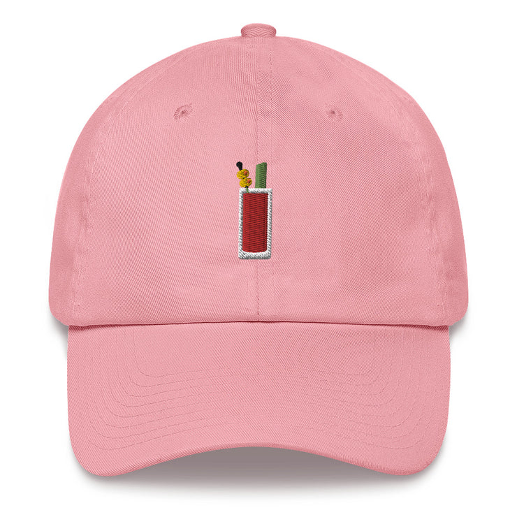 Bloody Mary embroidered Hat, on the Rocks Dad Hat, Bloody Mary lovers, mixology aficionados Gifts For Bartenders  Love Your Mom  Pink  