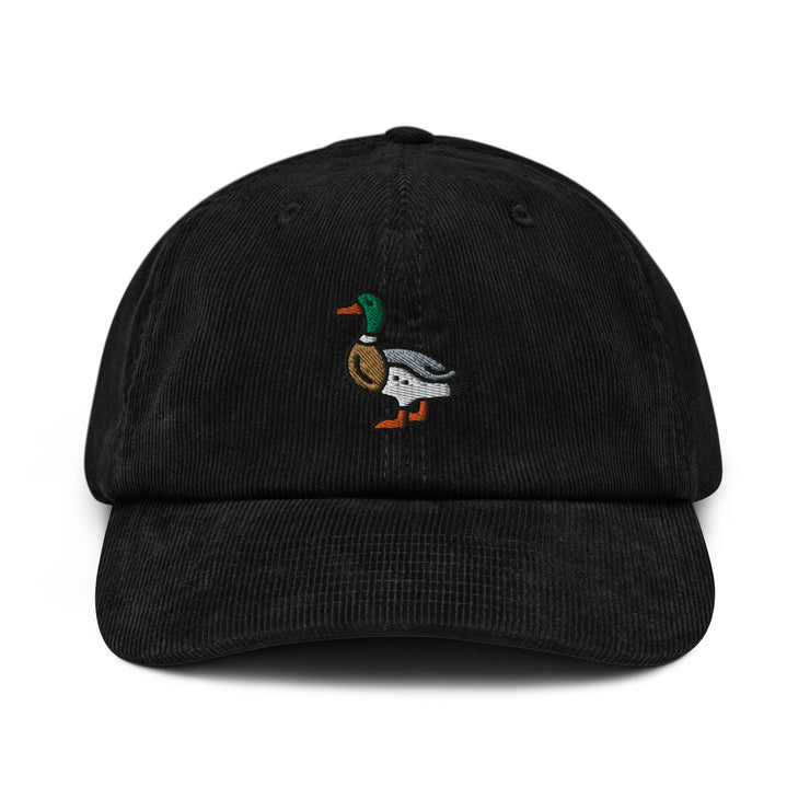 Mallard Duck Corduroy Hat, Handmade Embroidered Corduroy Dad Cap,Duck Lover Gift  Love Your Mom  Black  