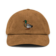 Mallard Duck Corduroy Hat, Handmade Embroidered Corduroy Dad Cap,Duck Lover Gift  Love Your Mom  Camel  