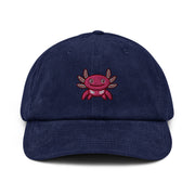 Axolotl Embroidery Corduroy hat Cap, Cotton SnapBack, Cute dad hat, Gift Idea for him her  Love Your Mom  Oxford Navy  