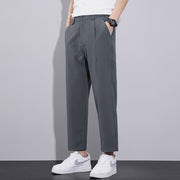 Paris Men Suit Pants Slim Fit Casual Pants, Solid Business Trousers Straight Pencil Pants Streetwear Comfortable Trousers loveyourmom Love Your Mom Gray Cropped Pants 2XL 