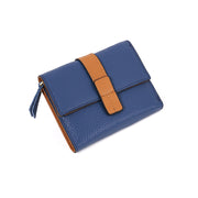 Leather Short Contrast Wallet Fashion Tri-fold Women's Wallet Multiple Card Slots Zipper Coin Pocket 1 1 Blue  