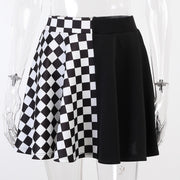 Checkered Skirt Pleated Pleated Skirt - Gothic Kawaii Skirt E Girl Grunge Y2K Skirt 1 1 Black L 