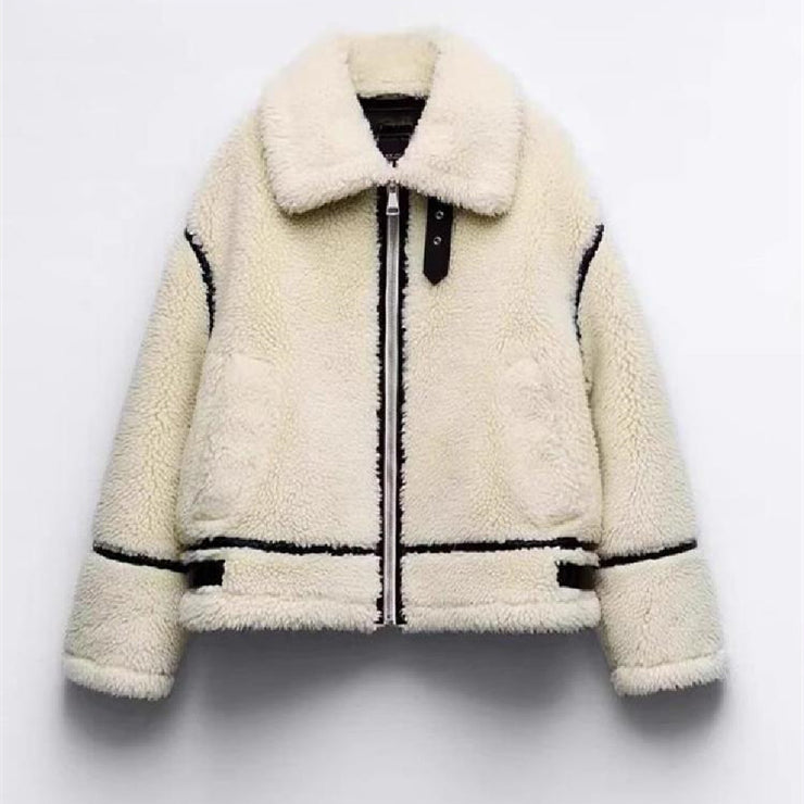 Copenhagen Style Berber Fleece Coat, Nordic White Warm Cozy Wool Zipper Coat, Fluffy Winter Coat Jacket, Harajuku Streetwear Lightweight Jacket 1 1   