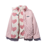 Cute Harts Wool Plush Coat, High Neck Warm Cozy Jacket, Long Sleeve Fleece Unisex Coat, Soft Designer Winter Coat, Plush Size Coat 1 1 Pink 2XL 