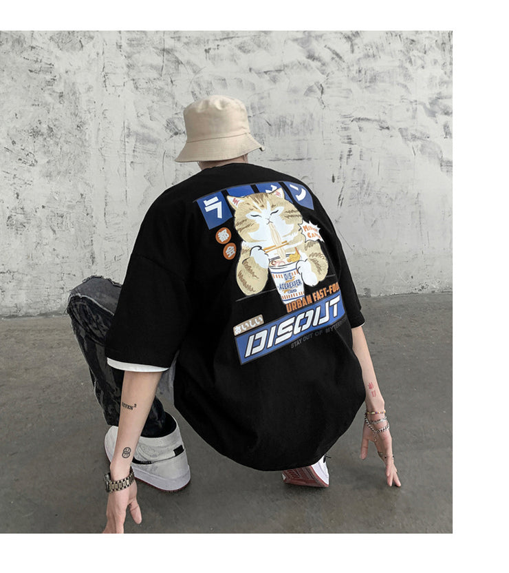Oversized Cat Graphic Tees Kawaii Cartoon, Streetwear Grunge Tops Harajuku T-Shirt Loose Korean Style Trend 1 1   