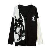 Doberman Japanese Vintage Sweater Knitwear, Rave Gothic Techno Top Sweater 1 Love Your Mom   