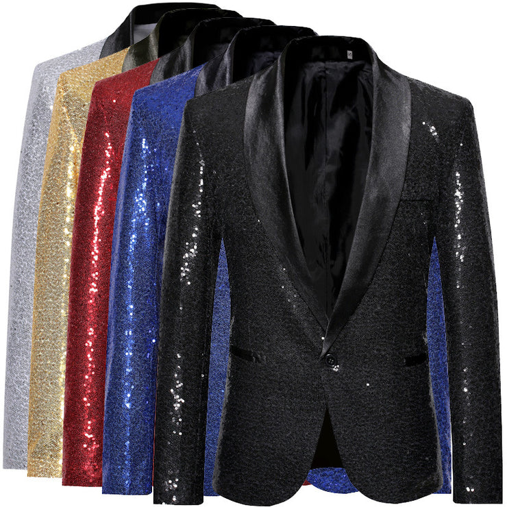 Men's Tuxedo Tailcoat Swallowtail Suit Jacket | Slim Fit Dinner Party & Wedding Blazer | Sequins Show Dress Coat | Available in Red, Black, Silver, Gold, Blue loveyourmom Love Your Mom   