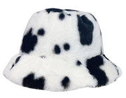 Cool Raver Festival Fur Plush Bucket Hat - Leopard. loveyourmom Love Your Mom Cow pattern C  