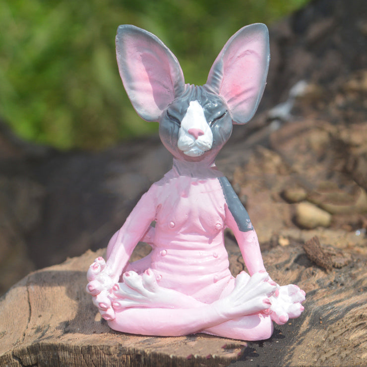Frog Meditat, Meditation Zen Buddhist Gift, Frogs Lovers Gift, Desk Decoration 1 1 Meditating cat pink grey  