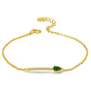 Gold Gemstone Inlaid Bracelet, Minimalist Sterling Silber Rose Gold Amethyst Stone Chain Bracelet, Designer Delicate Jewelry 1 1 Diopside 14k gold  