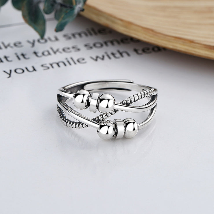 Silver Anxiety Fidget Ring, ADHD Spinner Ring, Adjustable Silver Rings For Women, Spinner Ring, Stress Ring, Gift For Her 1 1   