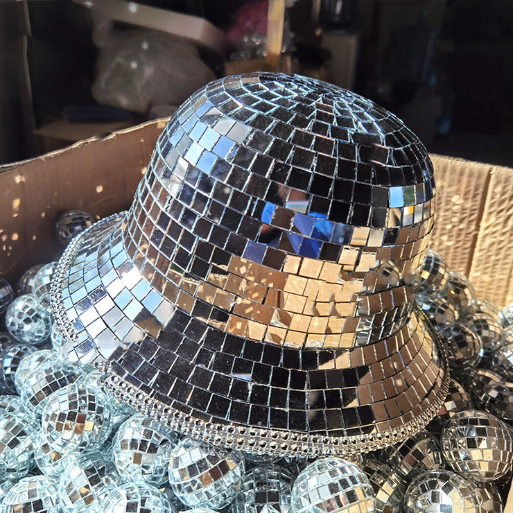 Beyonce Inspired Disco Ball Cowboy Hat | Sparkling Party Bling Mirror Hat for Music Festivals 1 1 Silver Fishermans Hat One size