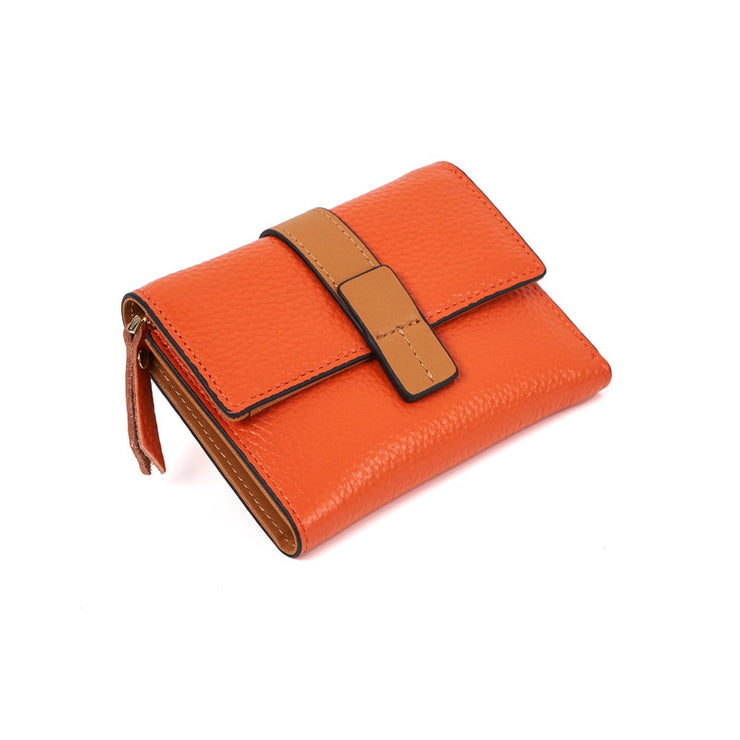 Leather Short Contrast Wallet Fashion Tri-fold Women's Wallet Multiple Card Slots Zipper Coin Pocket 1 1 Orange  