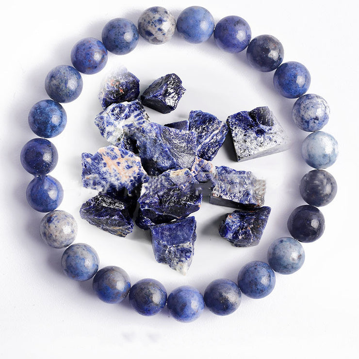 Vintage Gemstones Beaded Bracelet, Round Natural Healing Stones unisex Bracelet, Aesthetic Polished Beads Bracelet, Stress Relief Bracelet loveyourmom Love Your Mom Lapis Lazuli  