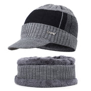 Winter Beanie Hat + Neck Warmer Set | Thick Fleece, Windproof Visor Design loveyourmom Love Your Mom Grey suit  