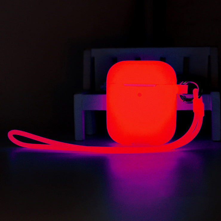 Glow Neon AirPods Pro Silicone Case, Luminous Glow In The Dark Rave reflective cool AirPods Pro Cover 1 1 Red with strap AirPods1 2 