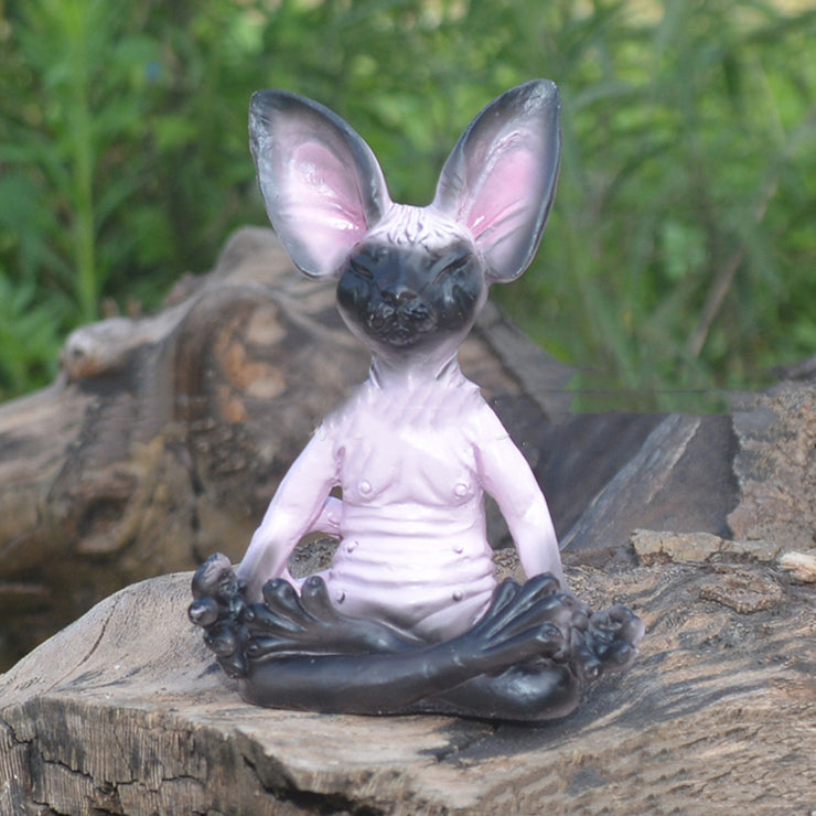 Frog Meditat, Meditation Zen Buddhist Gift, Frogs Lovers Gift, Desk Decoration 1 1 Meditating cat pink black  