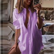 Women's Loose Shirt Single-breasted Cardigan loveyourmom Love Your Mom Purple 2XL 