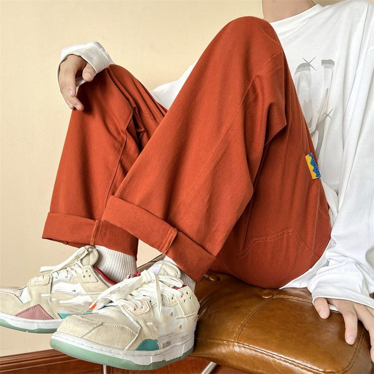 Streetwear Cargo Pants Baggy Pants, Casual Korean Fashions Sweatpants Harajuku White Joggers Wide Leg Pants Ins 1 1 Brick Red 2XL 