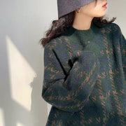Women Vintage Sweater | Oversized Sweater | Y2k Sweater | Harajuku Style |Korean Style Jumper 1 1 Dark Green One size 