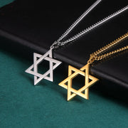 Gold Silver David Star Pendant Necklace, Israel Support Pendant, Jewish Faith Symbol Religious Pendant, Hexagram Star Pendant 1 1   