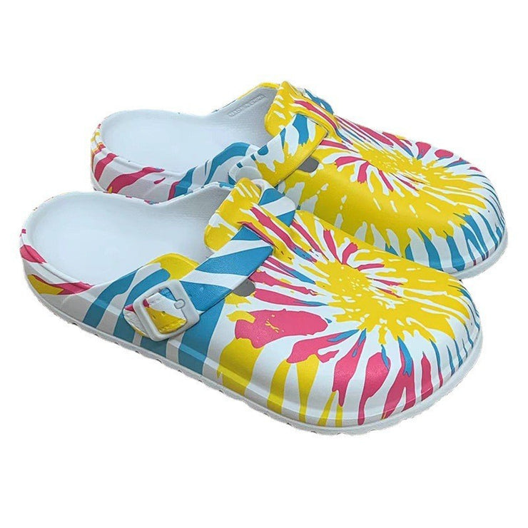 Cool Hipster Tie Die Clogs Shoes, Comfortable Summer Winter Shoes, Toe Cover, Beach Shoes, Girls Women Sandalr 1 1   