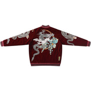 Embroidered Cotton Jacket Couple Harajuku Casual Baseball Loose loveyourmom Love Your Mom Dragon version wine red 2XL 