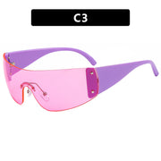 Rimless One-piece Sunglasses Five-pointed Star 1 Love Your Mom As Shown In The Picture Purple Frame Pink Lens 