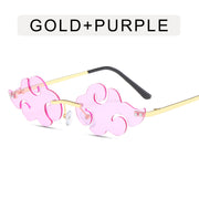 Anime cloud sunglasses with lightning pendants 1 1 Gold frame purple  