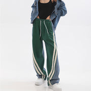 NYC 90s Streetwear High Waist Trousers, Y2K Straight Leisure Pants Stitching Wide Leg With Pocket Retro Rave Pants loveyourmom Love Your Mom   