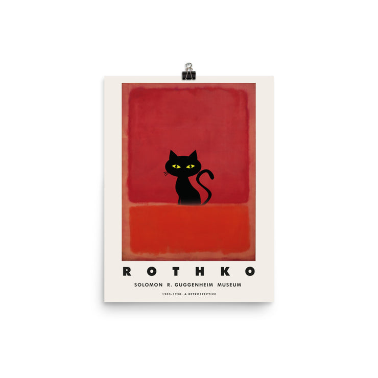 Rothko Cat Print, Funny Black Cat Art, Abstract Minimalizm Exhibition Poster, Vintage Art Print Wall Decor, Fine Art Cats Lover Gift  Love Your Mom  12″×16″  