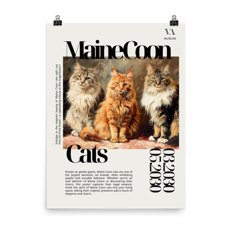 Maine Coon Cats Fine Art Print Poster, Cats Oil Paint Wall Decor, Cats Owner Lover Gift - Housewarming Animal Posters  Love Your Mom  18″×24″  