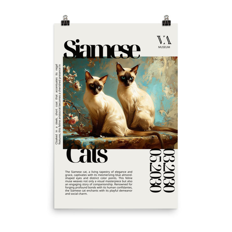 Siamese Cats Fine Art Print Poster, Cats Oil Paint Wall Decor, Cats Owner Lover Gift - Housewarming Animal Posters  Love Your Mom  24″×36″  