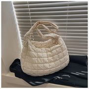 Paris Puffer Bag Quilted Tote Bag, Hobo Shoulder Bag Padded Crossbody Bubble Bag Soft Purse Puffy Tote HandBag loveyourmom Love Your Mom White  