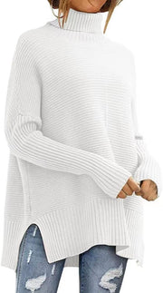 Cozy Women's Oversized Turtleneck Sweater, Fall Batwing Sleeve Ribbed Tunic Sweater loveyourmom Love Your Mom Creamy White L 