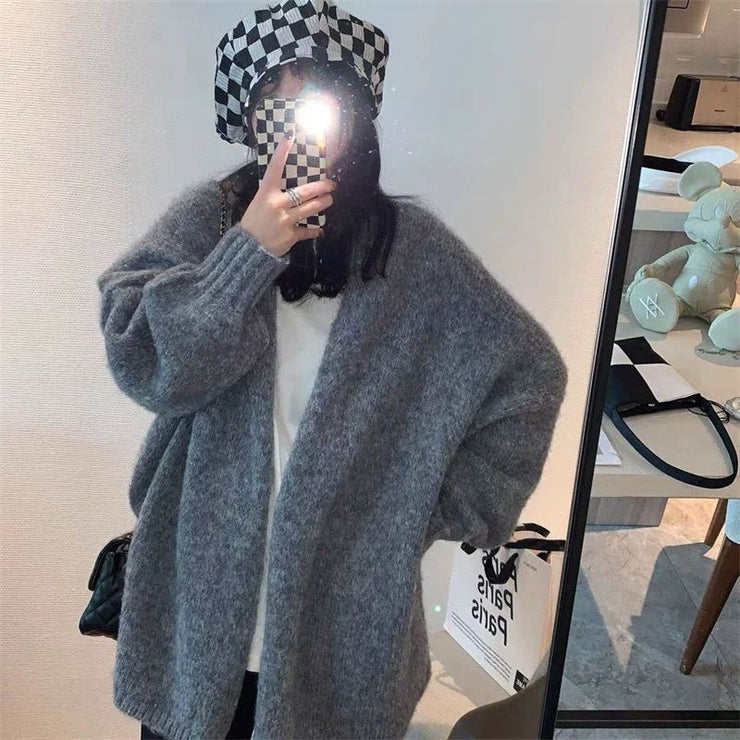 Women Knit Cardigan Jacket, Women's Thick Lazy Casual Comfortable Knit Cardigan, Soft Waxy Warm Sweater, Women's Knit Cardigan, Warm Top. 1 1 Gray Average Size 