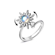 Gold Silver Sunflower Zircon Ring, Adjustable Geometric Fashion Ring, Anti-Stress Anxiety ADHD Calming Ring Jewelry 1 1 PLATINUM Adjustable 