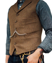 formal vest | Mens Tweed Lapel Vest Jacket Herringbone Waistcoat Casual | Sleeveless Tops Retro Vests Classic 1 1 Brown 2XL 