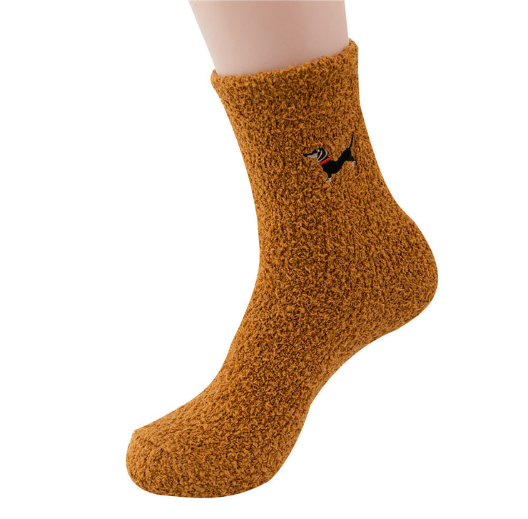 Cute Perineum Sausage Dog Socks, Dachshund Coral Velvet Cute Sausage Dog Lovers Gift loveyourmom Love Your Mom Yellow 40to44 