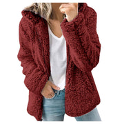 Wool Hooded Jacket for Women, Casual Streetwear Felted Wool Jacket, Warm Cozy Stylish Jacket, Designer Elegant Jacket, Fashion Outerwear 1 1 Red 3XL 