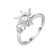 Gold Silver Sunflower Zircon Ring, Adjustable Geometric Fashion Ring, Anti-Stress Anxiety ADHD Calming Ring Jewelry 1 1   